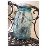 Decorative Galvanized Tray with Truck Design and Glass Jars Set