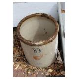 Antique Stoneware Crock with Wing Design