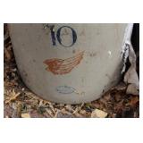 Antique Stoneware Crock with Wing Design