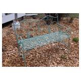 Metal Garden Bench with Decorative Scrollwork