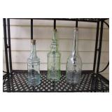 Set of 3 Vintage Glass Bottles with Corks