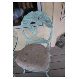 Vintage Aqua Bistro Set with Glass Table and 2 Floral Chairs