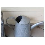 Vintage Galvanized Lantern and Watering Can Set