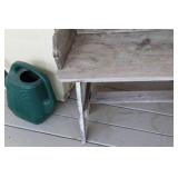 Rustic Wooden Garden Bench with Vintage Green Accents