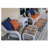 5-Piece Wicker Patio Furniture Set with Colorful Cushions