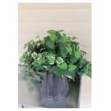 Decorative Faux Greenery in Vintage Metal Planter