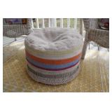 Set of 2 Wicker Patio Chairs with Cushions, Ottoman, and Side Table
