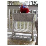 Set of 2 Wicker Patio Chairs with Cushions, Ottoman, and Side Table
