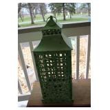 Green Vintage Metal Lantern with Handle