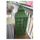 Green Vintage Metal Lantern with Handle
