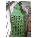 Green Vintage Metal Lantern with Handle