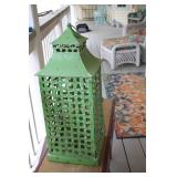 Green Vintage Metal Lantern with Handle