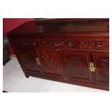 Antique Wooden Sideboard with Intricate Carved Design