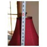 Decorative Table Lamp with Red Shade and Beaded Trim