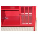 Red Wooden Cabinet with Glass Doors