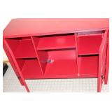 Red Wooden Cabinet with Glass Doors