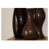 Set of 3 Ceramic Vases with Copper Dragonfly Decoration