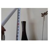 Set of 3 Ceramic Vases with Copper Dragonfly Decoration