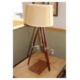 Mid-Century Style Tripod Floor Lamp with Burlap Shade