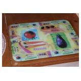 Glass Serving Platter and Printed Cutting Board Set