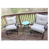 Outdoor Patio Set with Two Lounge Chairs and Side Table