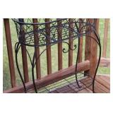 Vintage Black Wrought Iron Plant Stand with Two Tiers