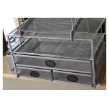 Set of Metal Mesh Desk Organizers with Drawers and File Holders