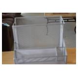 Set of Metal Mesh Desk Organizers with Drawers and File Holders
