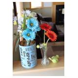 Set of Artificial Flowers in Vases with Decorative Accent