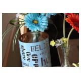 Set of Artificial Flowers in Vases with Decorative Accent