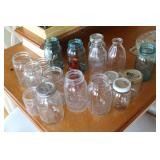 Collection of 14 Vintage Ball and Kerr Mason Jars with Lids