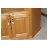Oak Corner TV Stand with Storage Cabinet