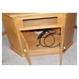 Oak Corner TV Stand with Storage Cabinet