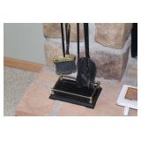 Set of 4 Vintage Brass and Iron Fireplace Tools