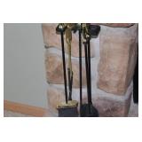 Set of 4 Vintage Brass and Iron Fireplace Tools