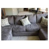 Gray Sectional Sofa with Decorative Pillows
