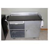 Rolling Metal Utility Cart with Granite Top
