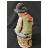 Vintage Figurines.  Shoe Shine Statue, Flowers To Tender Bloom, Old Woman Gardener, 2004 Enesco Karen Hahn Foundation Angel Statue