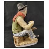 Vintage Figurines.  Shoe Shine Statue, Flowers To Tender Bloom, Old Woman Gardener, 2004 Enesco Karen Hahn Foundation Angel Statue