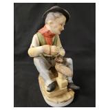 Vintage Figurines.  Shoe Shine Statue, Flowers To Tender Bloom, Old Woman Gardener, 2004 Enesco Karen Hahn Foundation Angel Statue