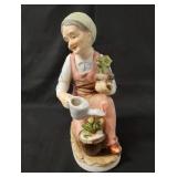 Vintage Figurines.  Shoe Shine Statue, Flowers To Tender Bloom, Old Woman Gardener, 2004 Enesco Karen Hahn Foundation Angel Statue