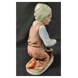 Vintage Figurines.  Shoe Shine Statue, Flowers To Tender Bloom, Old Woman Gardener, 2004 Enesco Karen Hahn Foundation Angel Statue