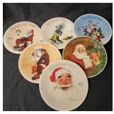 6 Norman Rockwell Christmas Plates (See Description for more details)