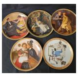 4 Norman Rockwell Rediscovered Women Series Plates and 1 Commemorative Stamp Series.  See description and images for more details.