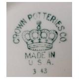 Vintage Crown Potteries made in USA between 1902-1962.  5 Saucers, Tea and Creamer, Platter