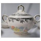 Vintage Crown Potteries made in USA between 1902-1962.  5 Saucers, Tea and Creamer, Platter