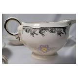 Vintage Crown Potteries made in USA between 1902-1962.  5 Saucers, Tea and Creamer, Platter