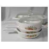 Vintage Pyrex Bowls, Casserole, Platter , and a Santa Hot Plate.