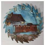 Hand Painted Skill Saw Blade Clock.  Battery operated.