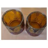 Pair of Vintage Amber Carnival Glass Canisters